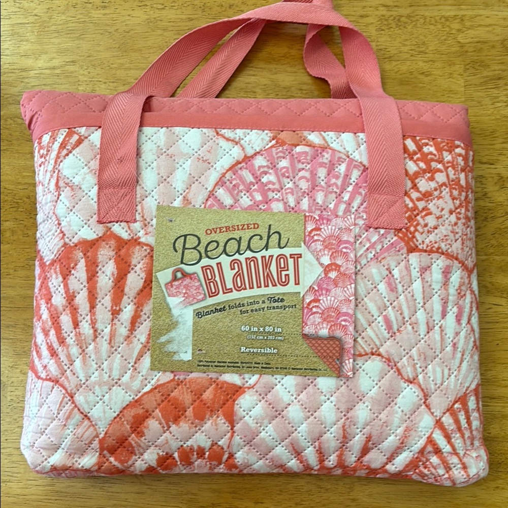 Oversized Beach Blanket with Pink and Orange Shell Design
IT IS pretty CORAL😘